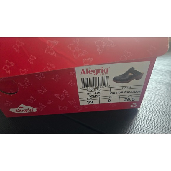 Alegria Shoes - Alegria Selina Go For Baroque Clog Shoes Black Embossed Leather Women's Size 9